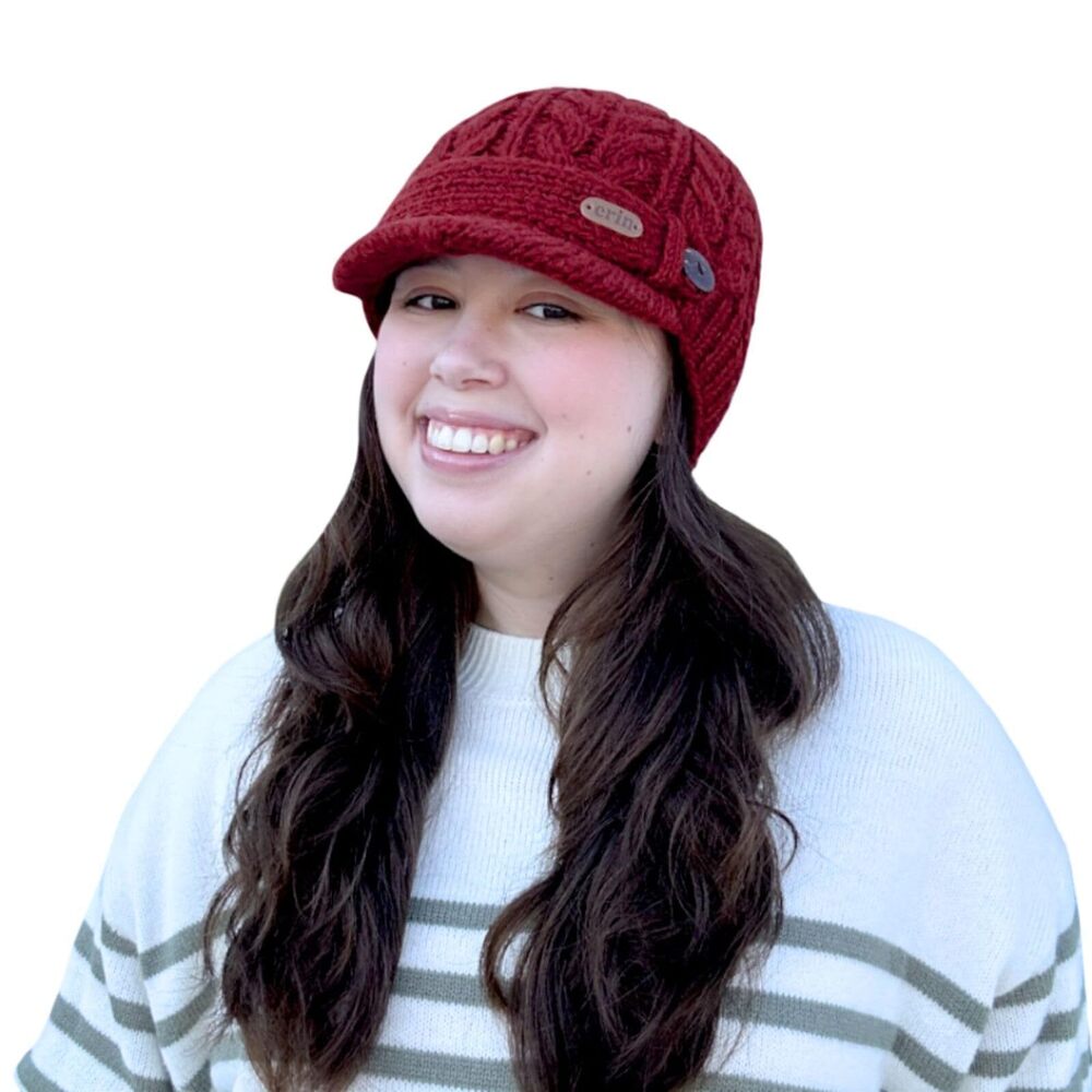 3613 Beanie with Brim - Fleece Lined Knitted Hat 100% Wool Cap - Newsboy
